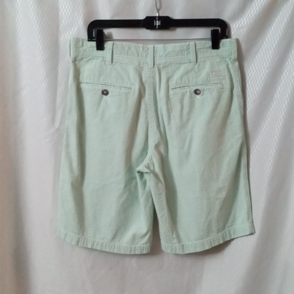 IZOD Flat Front Shorts sz 33, White & Green Strip, 100%cotton, Preowned - Picture 2 of 10